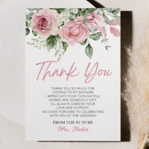 Cartão De Agradecimento O Amor Está em Flor Rosa Cor-de-Rosa Floral Chá de