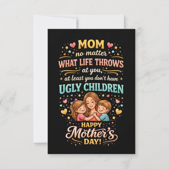 Cartão De Agradecimento O Amor Risonho da Mamãe (Frente)