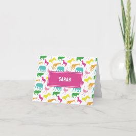 Cartão De Agradecimento O animal formal do safari da menina personaliza o