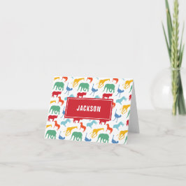 Cartão De Agradecimento O animal formal do safari do menino personaliza o