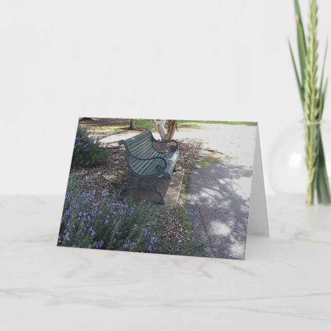 Cartão De Agradecimento O banco vazio e Rosemary Bush (Frente)