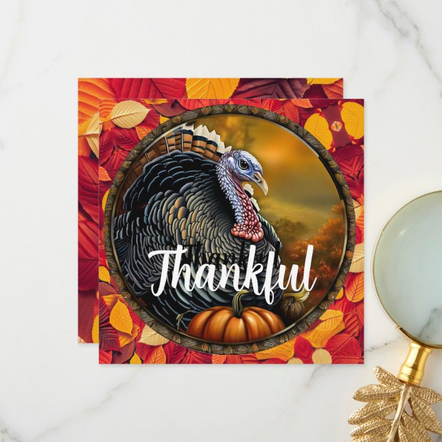 Cartão De Agradecimento O Dia de Ação de Graças e a Turquia (Frente/Verso In Situ)