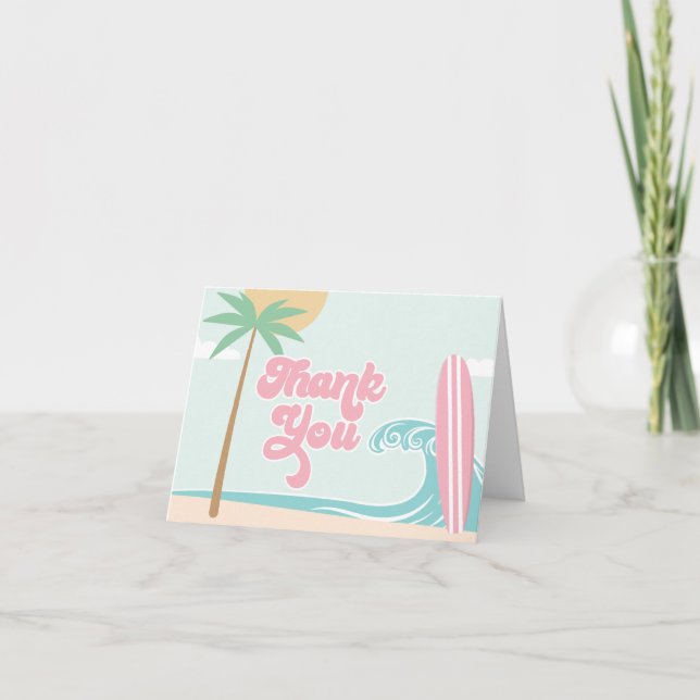 Cartão De Agradecimento O Grande Surfando Primeiro Aniversário Obrigado (Frente)