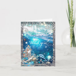 Cartão De Agradecimento O louro da fantasia da sereia Enchanted o obrigado