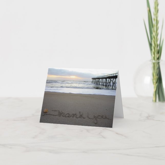 Cartão De Agradecimento O obrigado de Beachwrite você (Frente)