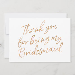 Cartão De Agradecimento O ouro aumentou "obrigado você para ser dama de