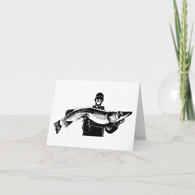 Cartão De Agradecimento O pescador pegou um peixe grande (Frente)