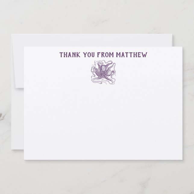 Cartão De Agradecimento O polvo náutico personalizou o obrigado do ecrã (Frente)
