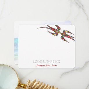 Cartão De Agradecimento O primavera dos pássaros das andorinhas do beijo