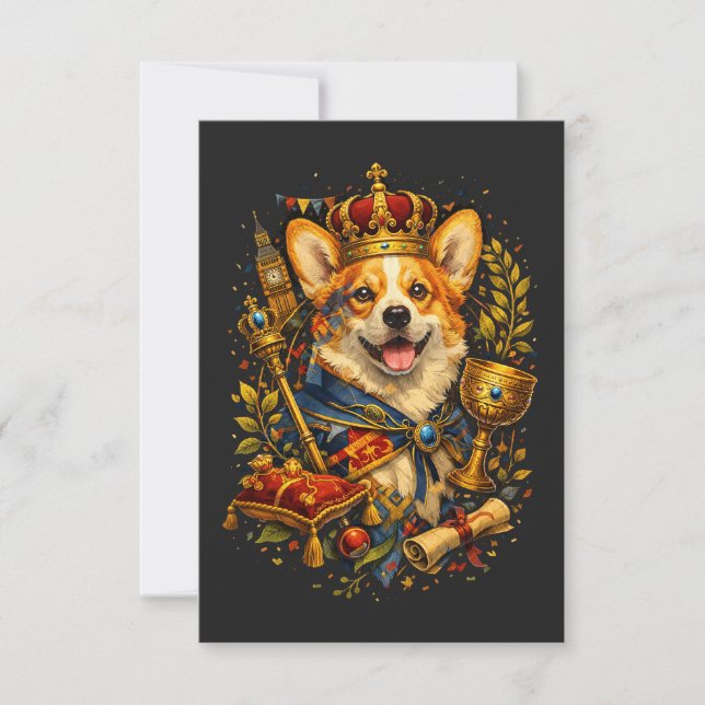 Cartão De Agradecimento O Rei Corgi (Frente)