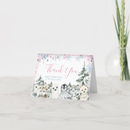 Cartão De Agradecimento O Sexo Animal De Inverno Revela Ele Ou Ela