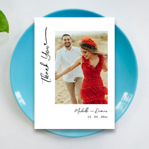 Cartão De Agradecimento O Toque Perfeito: Foto de Casamento de Script Negr