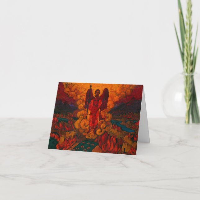 Cartão De Agradecimento O último anjo de Nicholas Roerich (Frente)