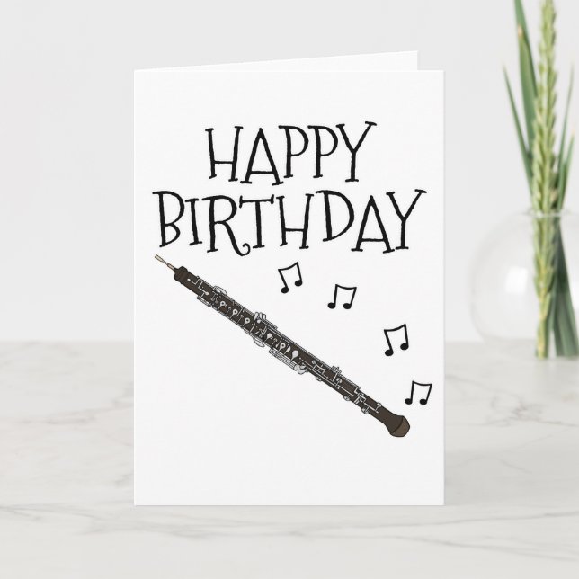 Cartão De Agradecimento Oboe Birthday Card Woodwind Musical (Frente)
