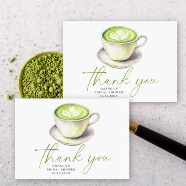 Cartão De Agradecimento Obrigada Chá de Matcha Chá de noiva (Criador carregado)