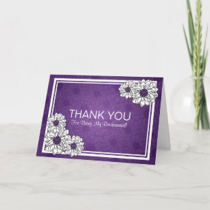 Cartão De Agradecimento Obrigada Dama de Honra Dahlia Floral Roxa