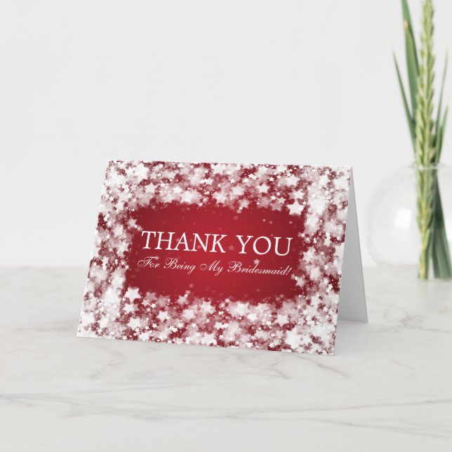 Cartão De Agradecimento Obrigada Damas de Honra Estrelas Deslumbrantes Ver (Frente)