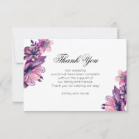 Obrigada floral. Casamento roxo. Nota de flores