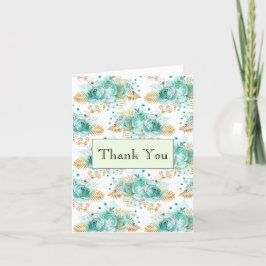 Cartão De Agradecimento Obrigada Floral Mint Glam Gold