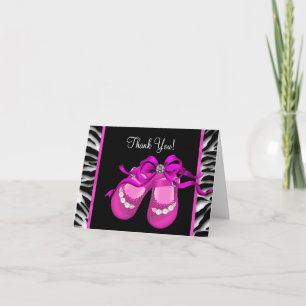 Cartão De Agradecimento Obrigada Menina Bebê Zebra Rosa Quente