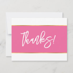 Cartão De Agradecimento OBRIGADA moderno tpretty rosa dourado branco scrip