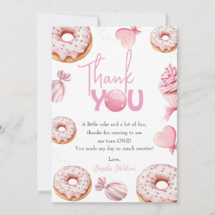 Cartão De Agradecimento Obrigada pelo Aniversário da Pink Sweet One