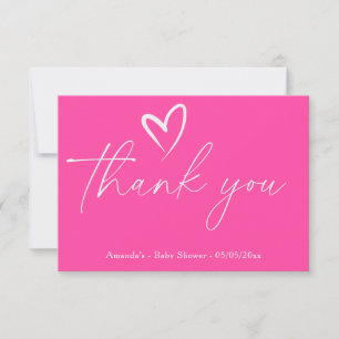Cartão De Agradecimento Obrigada pelo chá de bebê Minimalista Simples Rosa