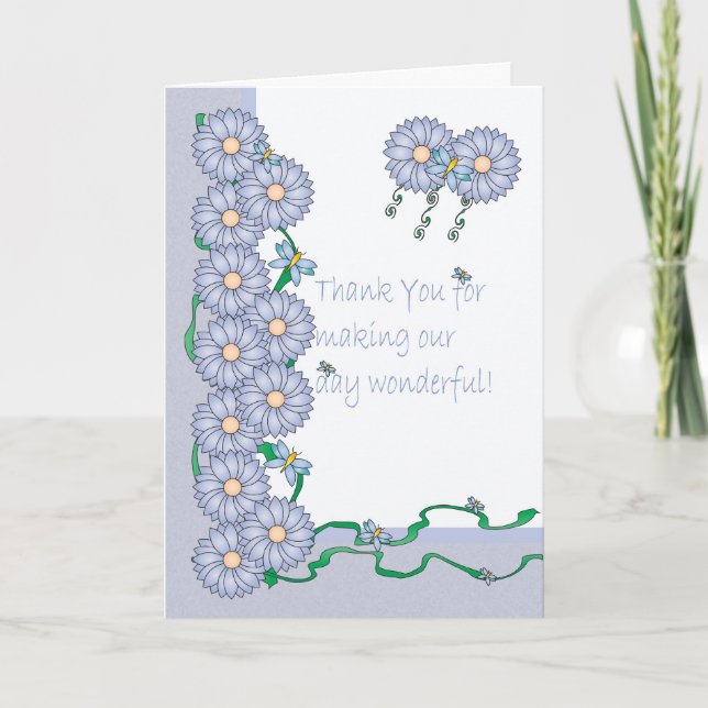 Cartão De Agradecimento Obrigada por tornar o meu dia de casamento especia (Frente)