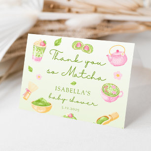 Cartão De Agradecimento Obrigada tão Matcha Chá Bebê Menina Chuveiro