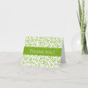 Cartão De Agradecimento Obrigado 30 Random Número Padrão Verde/Branco