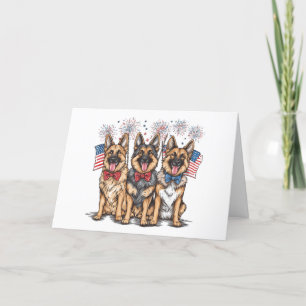 Cartão De Agradecimento Obrigado, 4 De Julho De Cães German shepherd