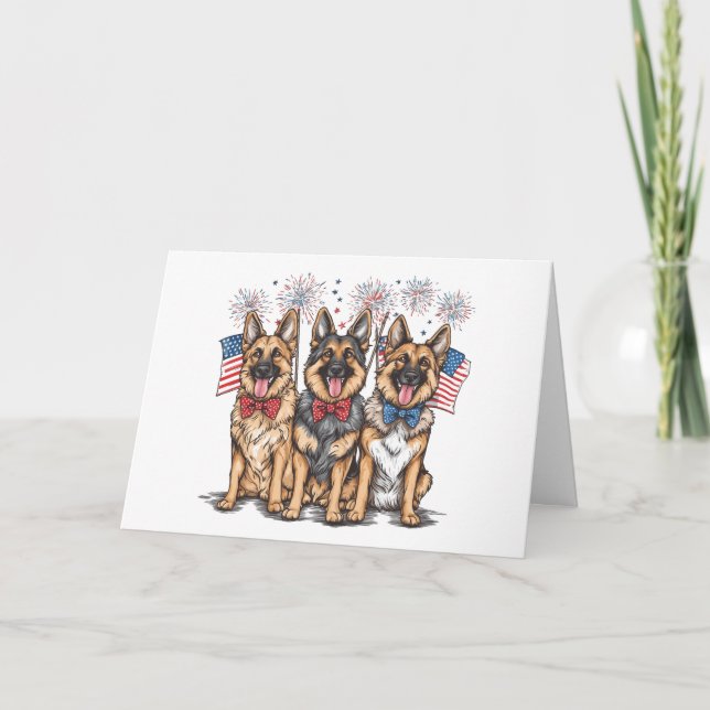 Cartão De Agradecimento Obrigado, 4 De Julho De Cães German shepherd (Frente)
