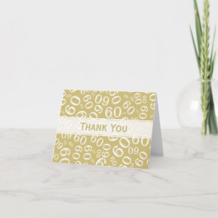 Cartão De Agradecimento Obrigado 60º Aniversário Padrão Dourado/Branco