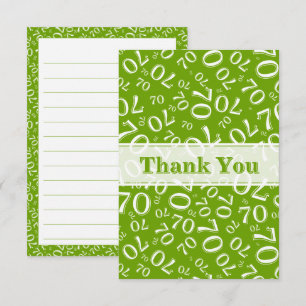 Cartão De Agradecimento Obrigado 70 Aniversário Número Padrão Verde/Branco