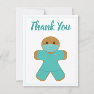 Cartão De Agradecimento Obrigado A Enfermeira Médica Dr. Gingerbread Man