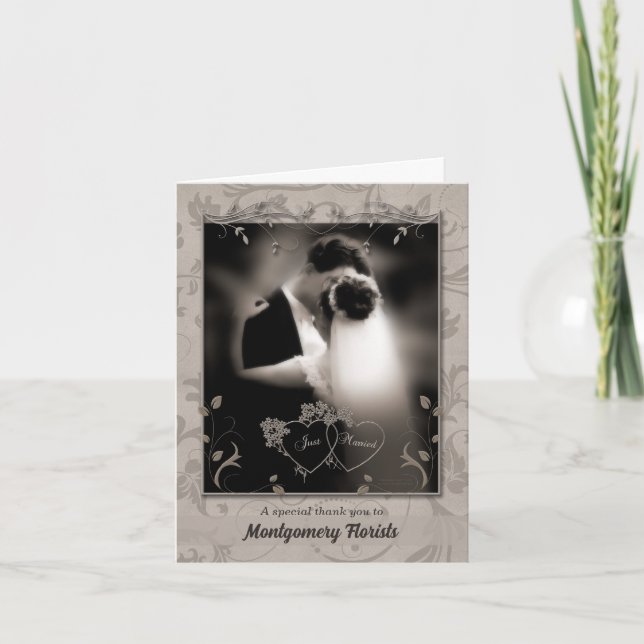 Cartão De Agradecimento Obrigado a Fornecedor de Serviços Sepia Wedding (Frente)