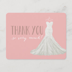 Cartão De Agradecimento Obrigado à moda do rosa   do vestido você