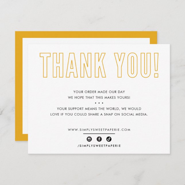 Cartão De Agradecimento OBRIGADO A SUA masculina urbana amarela âmbar (Frente/Verso)