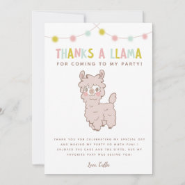 Cartão De Agradecimento Obrigado a um Llama Fofo Festa de Aniversário de C