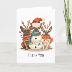 Cartão De Agradecimento Obrigado A Você O Bulldog Francês Reindeer Cães De