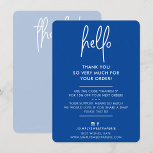 Cartão De Agradecimento OBRIGADO A VOCÊ... Olá, royal, azul branco.