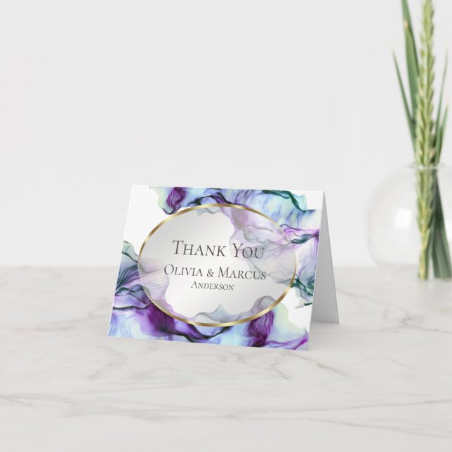 Cartão De Agradecimento Obrigado | Abstrato Púrpura de Watercolor Ink (Frente)