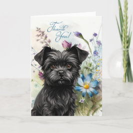 Cartão De Agradecimento Obrigado Affenpinscher Dog Wildflower Blan