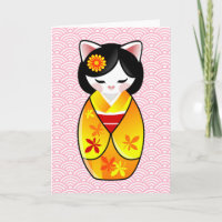 Obrigado afortunado japonês do gato de Kokeshi