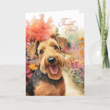 Obrigado Airedale Terrier Dog Wildflower Garden