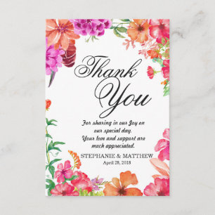 Cartão De Agradecimento Obrigado alaranjado cor-de-rosa do jardim da