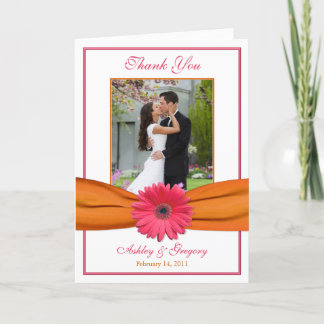Cartão De Agradecimento Obrigado alaranjado do casamento da foto da
