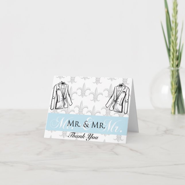 Cartão De Agradecimento Obrigado alegre do casamento do noivo de dois (Frente)