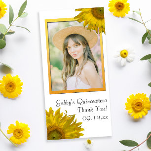 Cartão De Agradecimento Obrigado amarelo de Quinceanera do girassol você