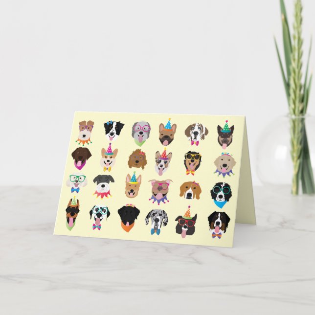 Cartão De Agradecimento Obrigado Aniversário Cachorro Enfrenta Animais Paw (Frente)